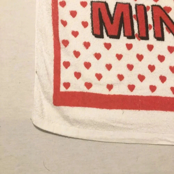 Vintage Disney Mickey Minnie Mouse Towel Hearts 51 x 24  Flaws - Picture 3 of 16